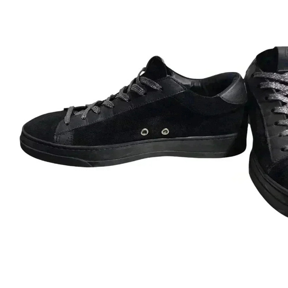 P448 Jack All Black Suede and Leather Italian Sneakers Size 39 US 8.5 - Picture 6 of 11